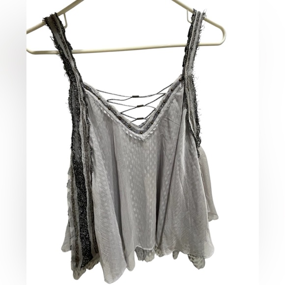 Free People Gray Camisole with Lace Accents - Picture 2 of 7